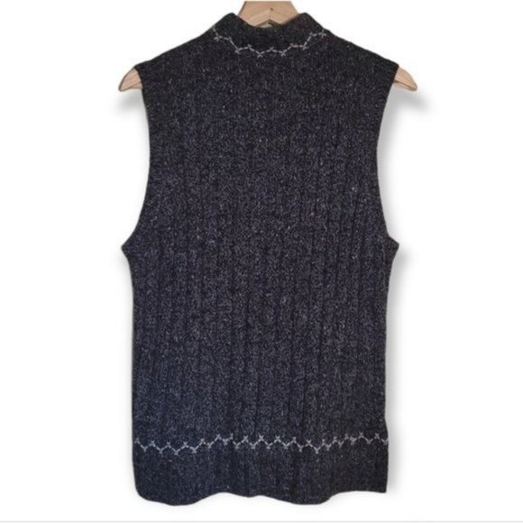 Woolrich Ramie Lambswool Blend Black Heather Zip Vest - Picture 2 of 6